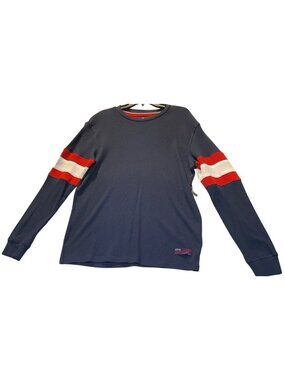 Company 81 Mens Size Large Navy Long Sleeve Thermal Shirt With Red & White Strip